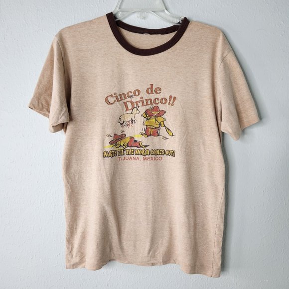 Vintage Tops - 80's Vintage Cinco De Drinco T-Shirt